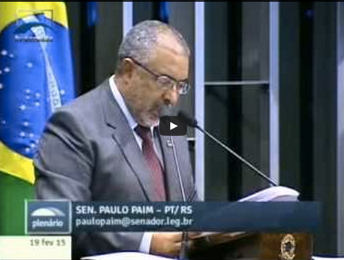 Ofício da Câmara Municipal de Jaguari é pauta do discurso do Senador Paulo Paim (PT) no Senado